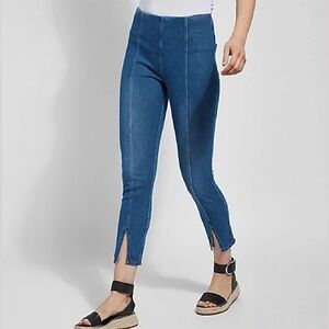 Lysse Evelyn High Waist Split Denim Crop Shaping Leggings/Jeans Small